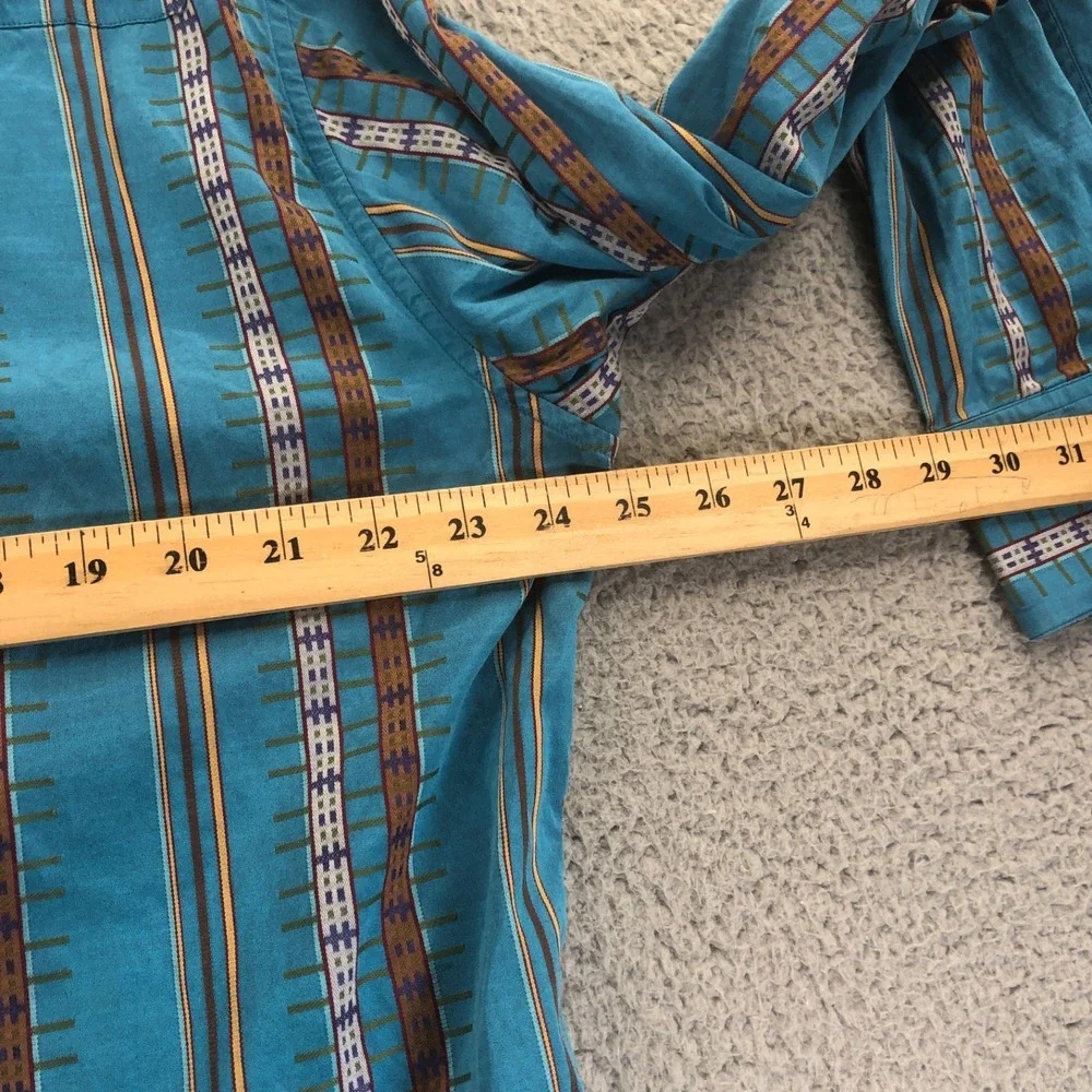 Robert Graham Shirt Mens Medium Bue Stripes Textured Woven Southwest Long Sleeve